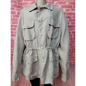 Paul Stuart Italy Beige Linen Oversized Women's Jacket Size XL #C